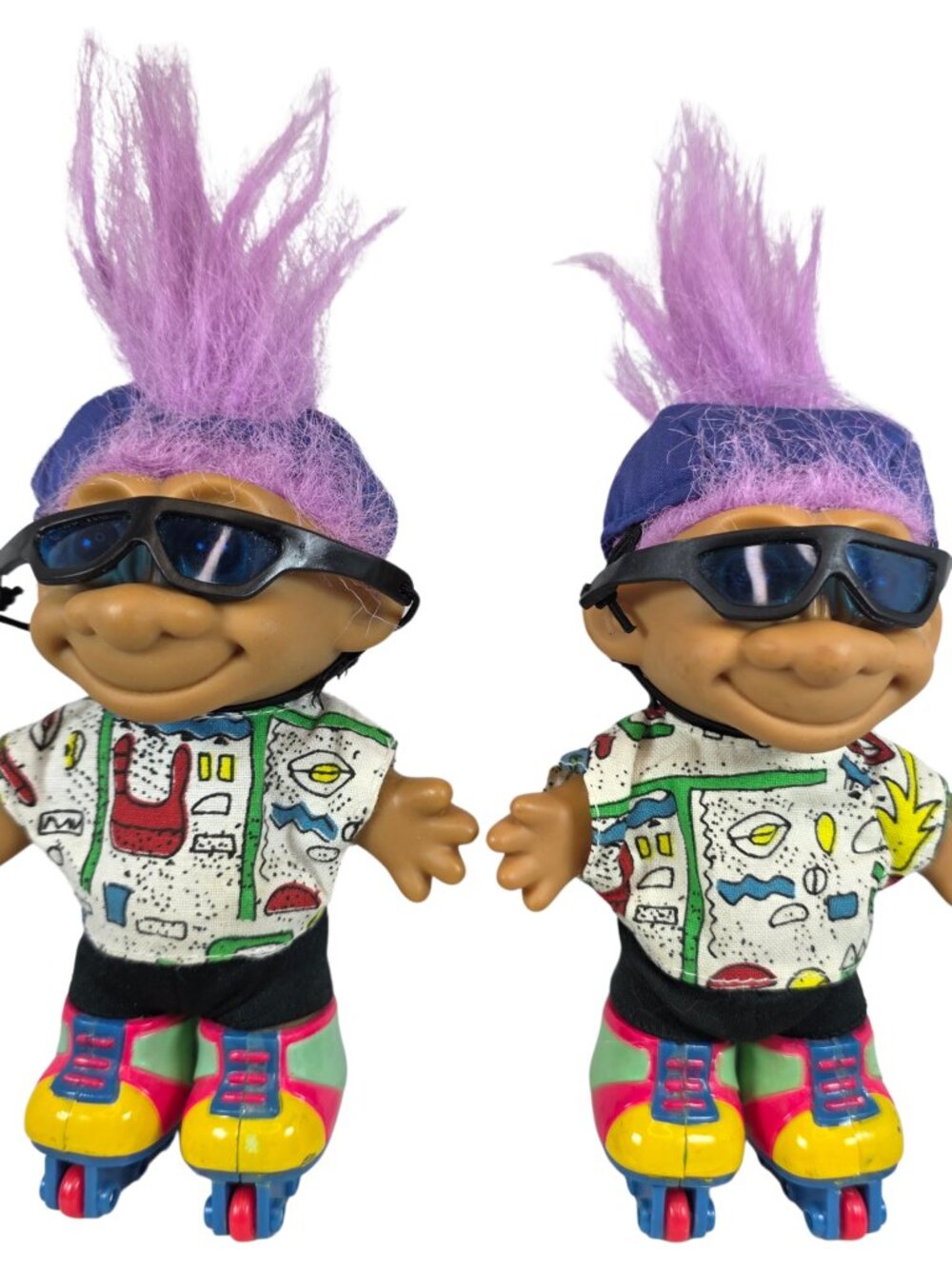 Vintage Russ Rollerblade Troll Dolls Lot 2 Neon 90s Skater Trolls